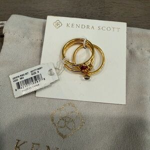 Kendra Scott Gemma Gold Ring Set with Red Accent - Size 8